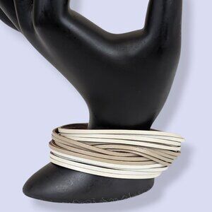 (2/$20) Brown & Cream Multistrand Magnetic Bracelet